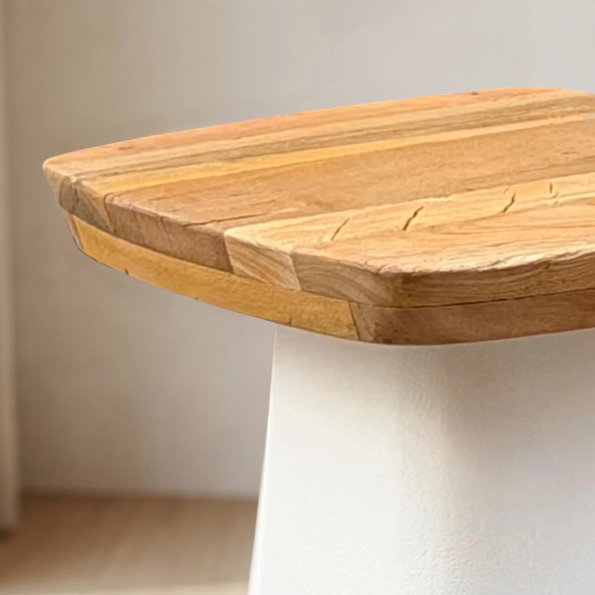 Mesa auxiliar Calvia 40X40X50cm | Blanco Mate y Madera reciclada de Acacia | KUBU #