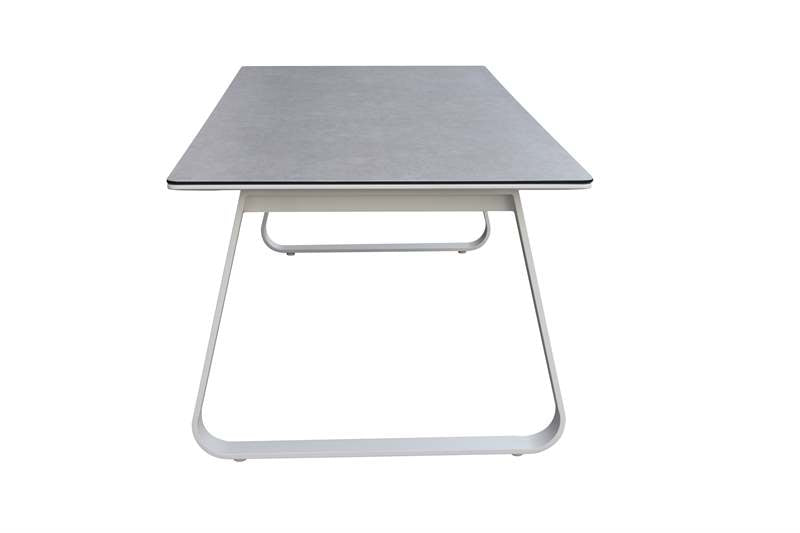 Mesa comedor Babylon 220x100 aluminio blanco y cristal gris | Kubu #