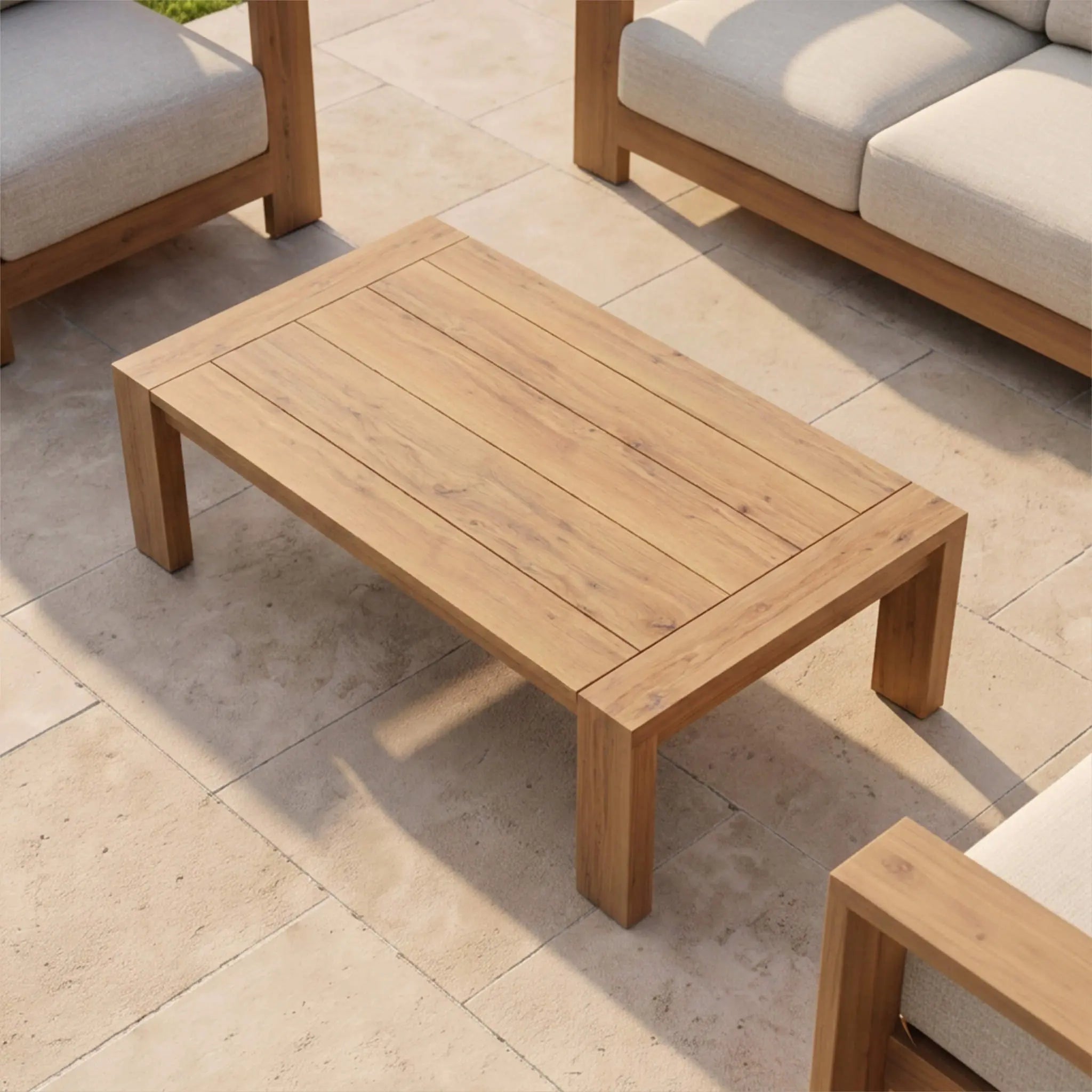 Mesa de Centro Exterior Java 130x70x40cm | Efecto Teca | KUBU #