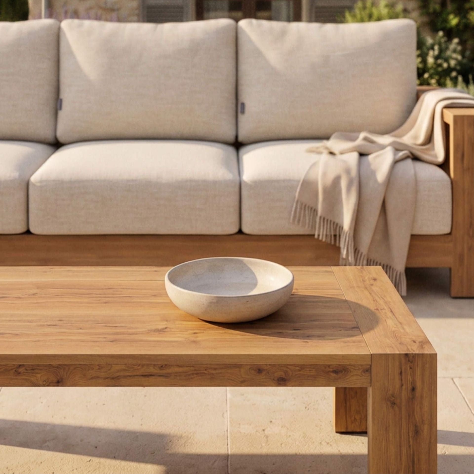 Mesa de Centro Exterior Java 130x70x40cm | Efecto Teca | KUBU #