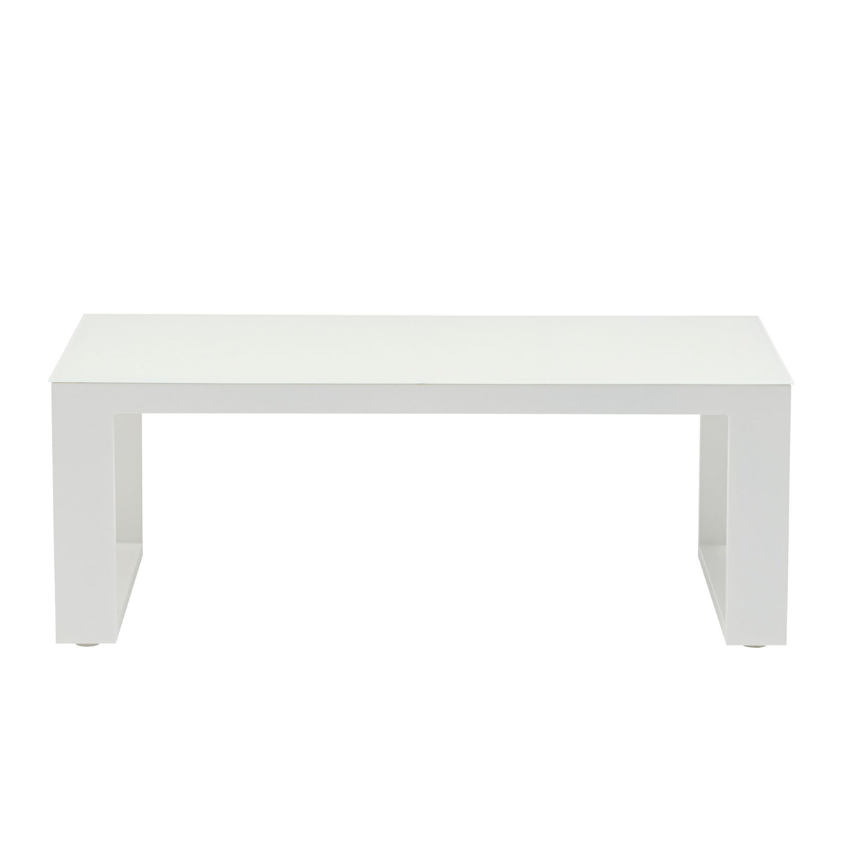 Mesa de Centro Niland Aluminio Blanco y Cristal Mate 120x60 cm | KUBU #