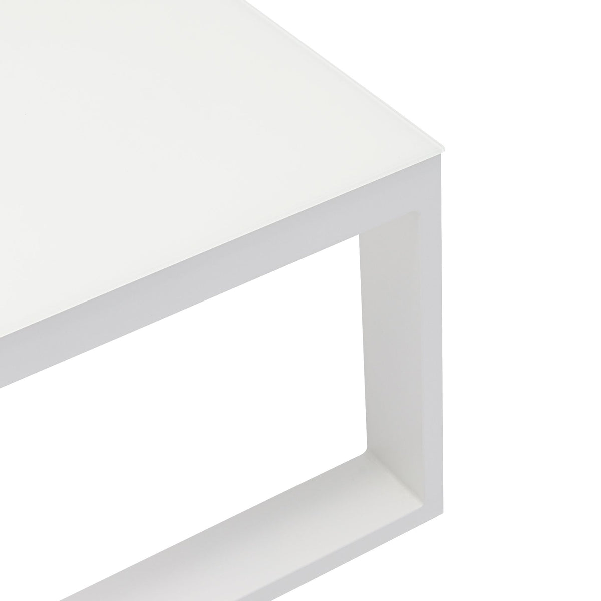 Mesa de Centro Niland Aluminio Blanco y Cristal Mate 120x60 cm | KUBU #