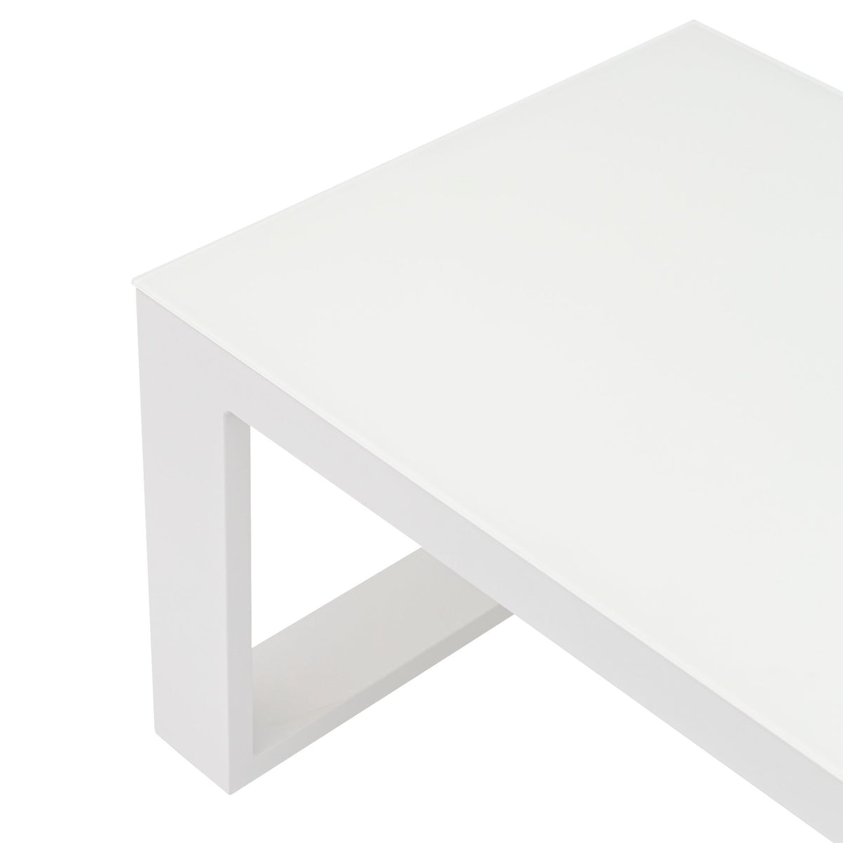 Mesa de Centro Niland Aluminio Blanco y Cristal Mate 120x60 cm | KUBU #
