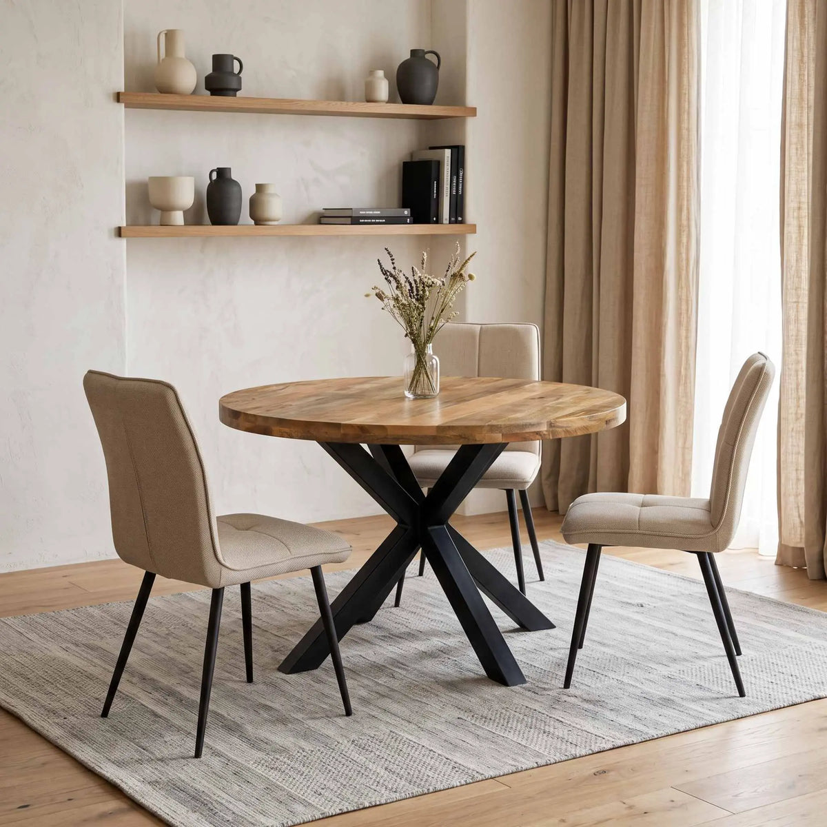 Mesa de Comedor Redonda Korba  Ø120cm | Madera de Mango | KUBU #