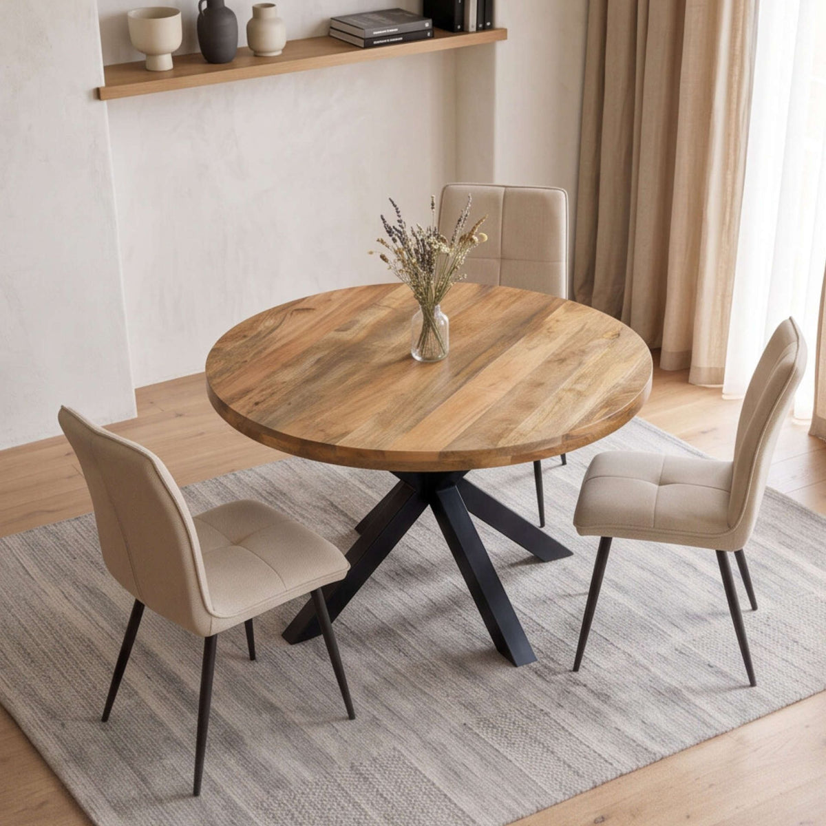 Mesa de Comedor Redonda Korba  Ø120cm | Madera de Mango | KUBU #