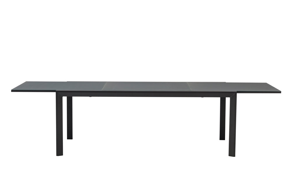 Mesa de Exterior Extensible Orick 100 x 200/300cm | Aluminio y Cristal Mate Antracita | KUBU #