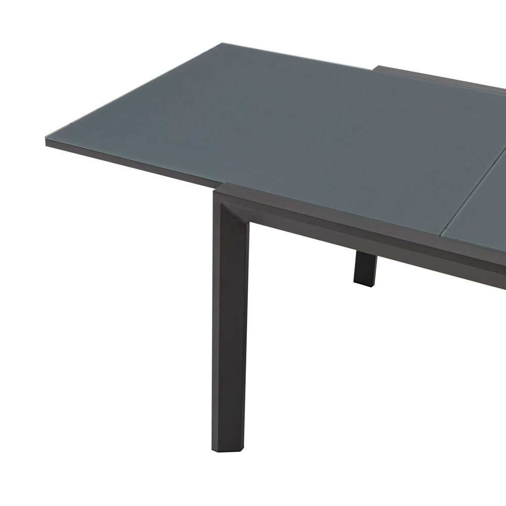 Mesa de Exterior Extensible Orick 100 x 200/300cm | Aluminio y Cristal Mate Antracita | KUBU #