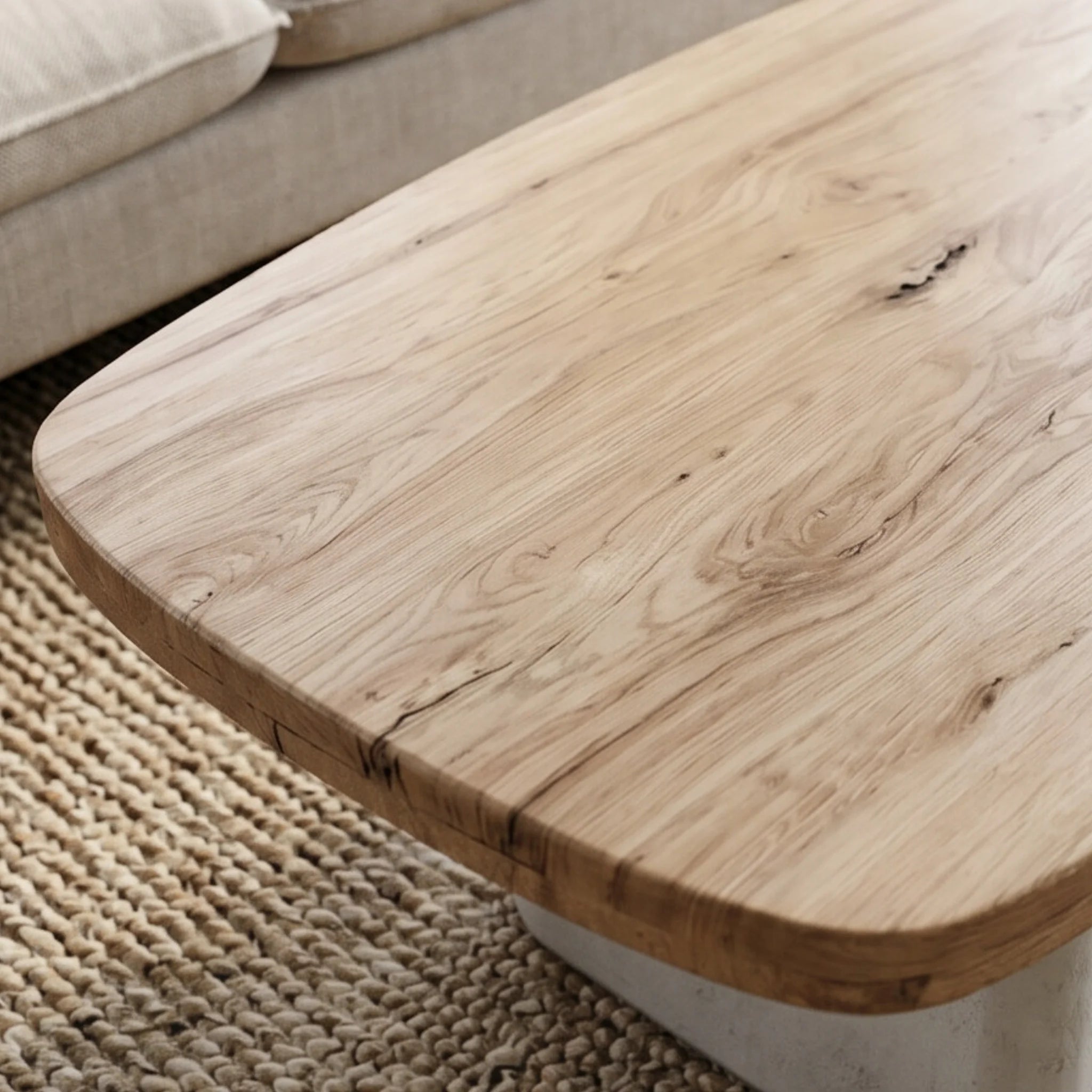 Mesa de centro Calvia120X60X45cm | Blanco Mate y Madera reciclada de Acacia | KUBU #