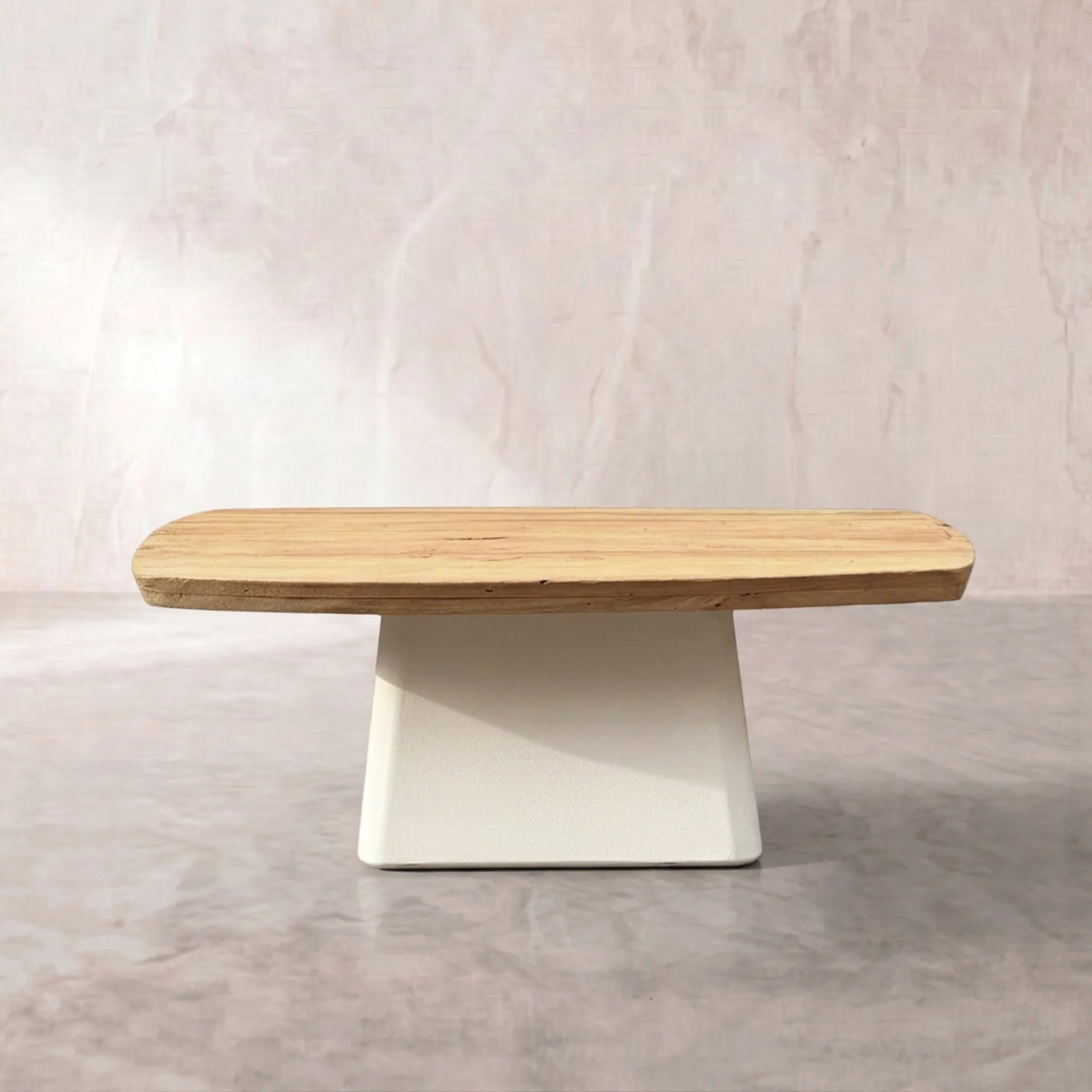 Mesa de centro Calvia120X60X45cm | Blanco Mate y Madera reciclada de Acacia | KUBU #