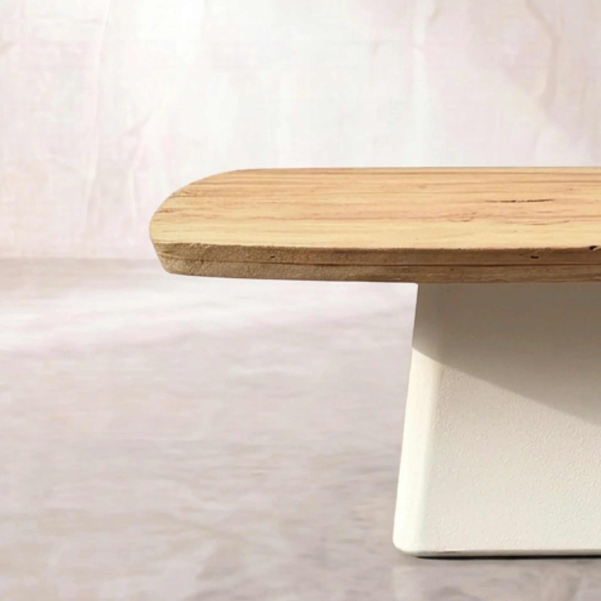 Mesa de centro Calvia120X60X45cm | Blanco Mate y Madera reciclada de Acacia | KUBU #