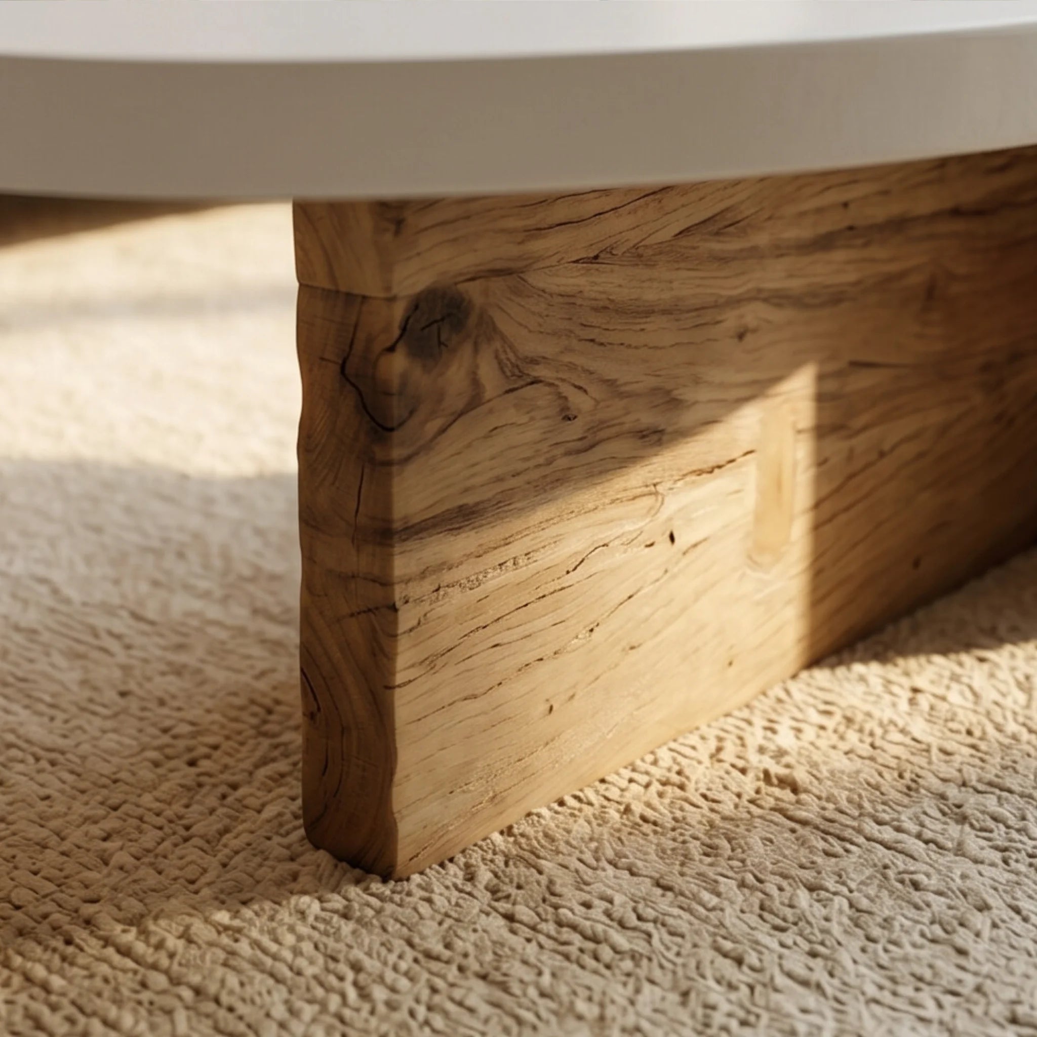 Mesa de centro Eivissa 120x65x40cm | Blanco Mate y Madera reciclada de Acacia | KUBU #