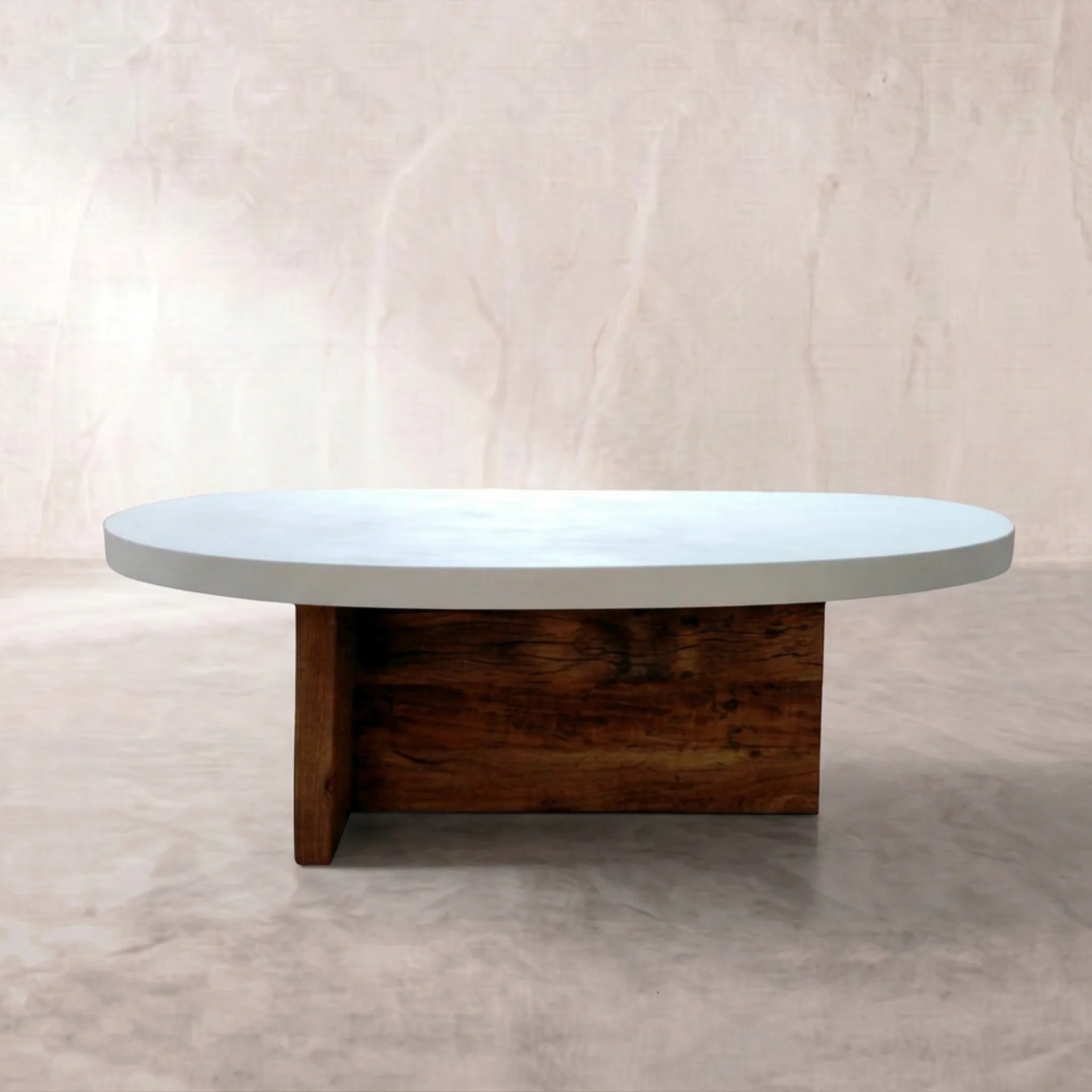 Mesa de centro Eivissa 120x65x40cm | Blanco Mate y Madera reciclada de Acacia | KUBU #