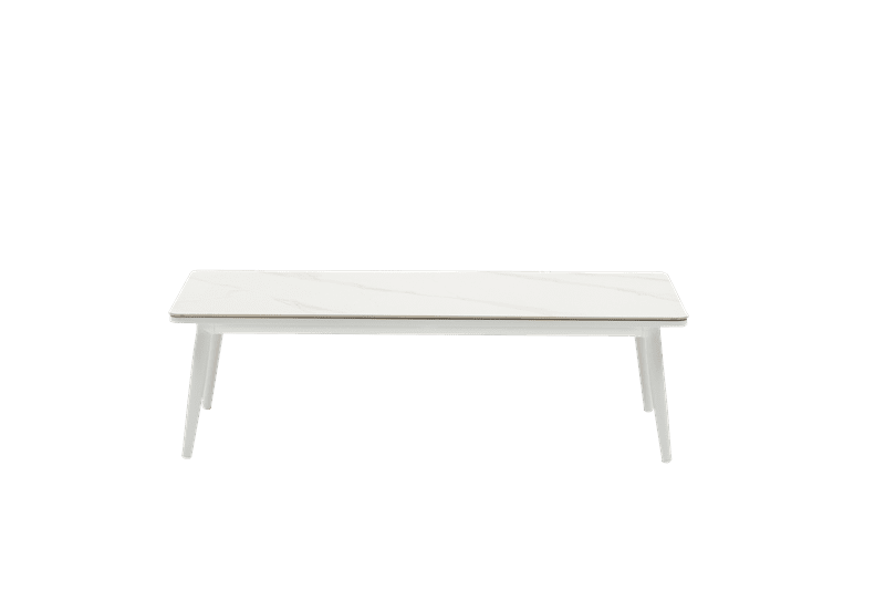 Mesa de centro Irvine 120x60 cm aluminio blanco top porcelánico blanco | Kubu #