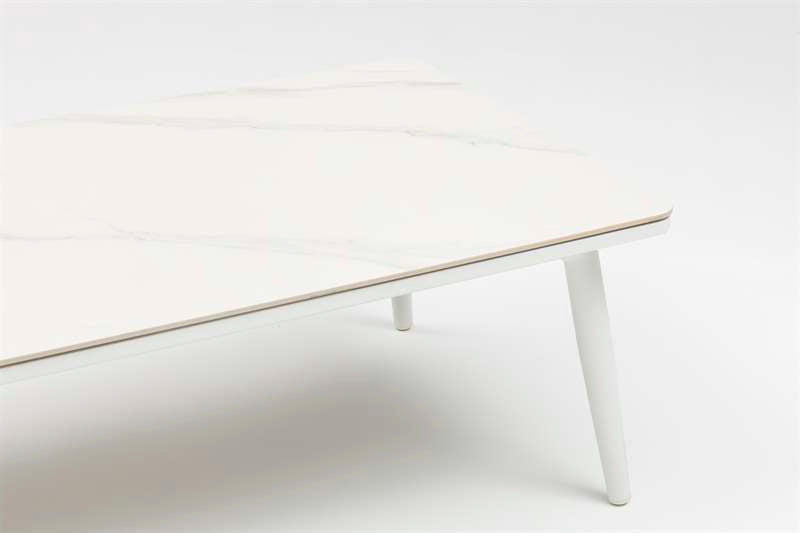 Mesa de centro Irvine 120x60 cm aluminio blanco top porcelánico blanco | Kubu #