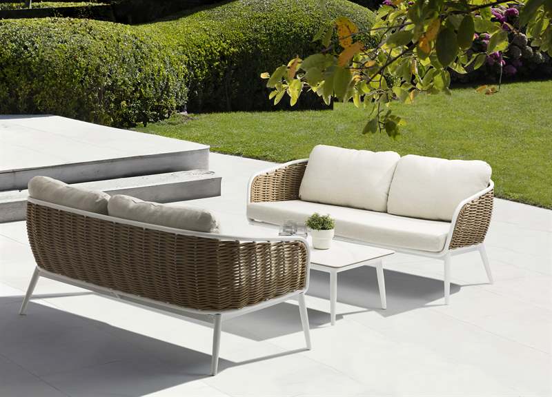 Mesa de centro Irvine 120x60 cm aluminio blanco top porcelánico blanco | Kubu #