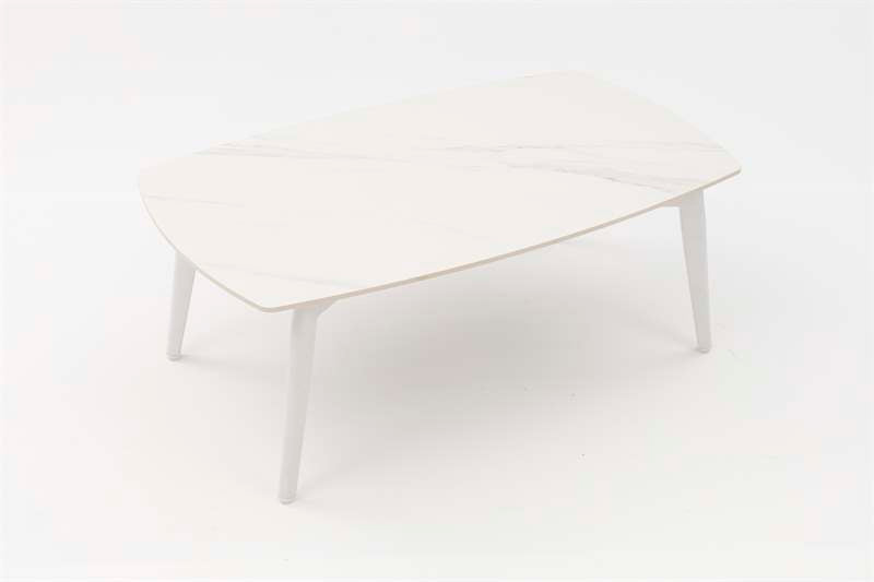 Mesa de centro Nelayan 120x70  aluminio blanco top mesa porcelánico blanco | Kubu #