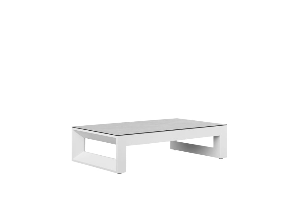 Mesa  de centro Onix aluminio blanco cristal cerámico gris claro | Kubu #