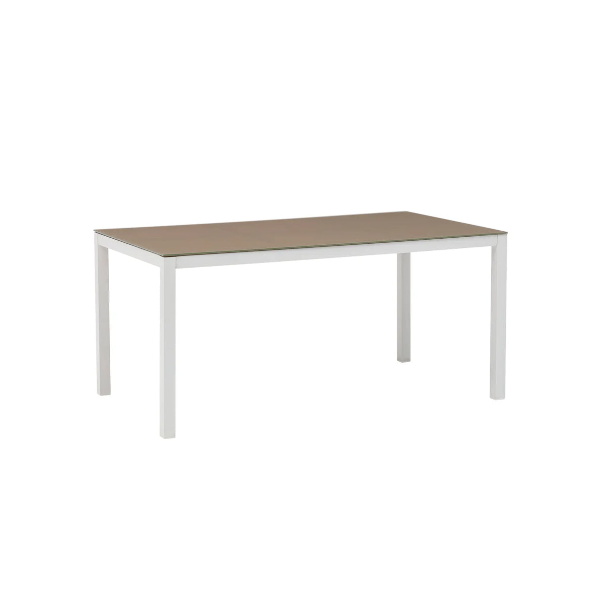Mesa de comedor Adin 160*90 cm aluminio blanco y cristal gris claro | KUBU #