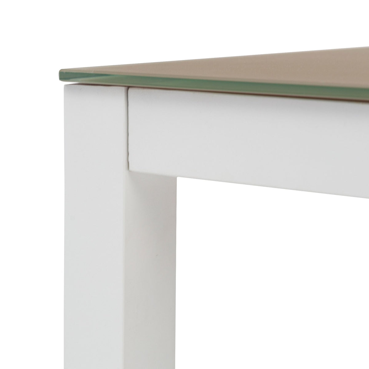 Mesa de comedor Adin 160*90 cm aluminio blanco y cristal gris claro | KUBU #