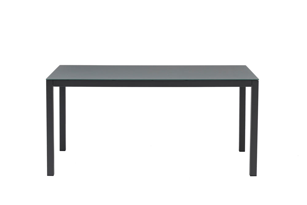 Mesa de comedor Adin 160 x 90 cm aluminio y cristal antracita