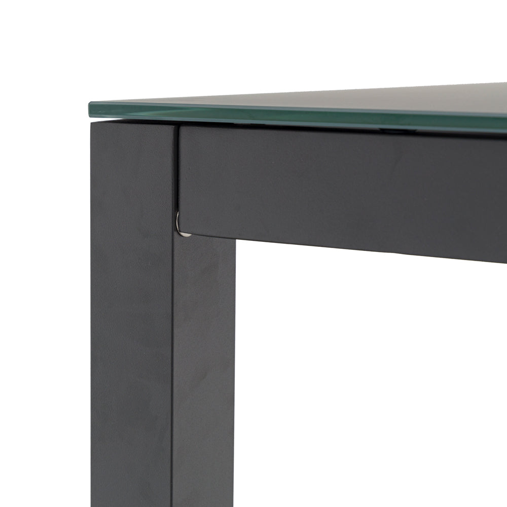 Mesa de comedor Adin 160 x 90 cm aluminio y cristal antracita