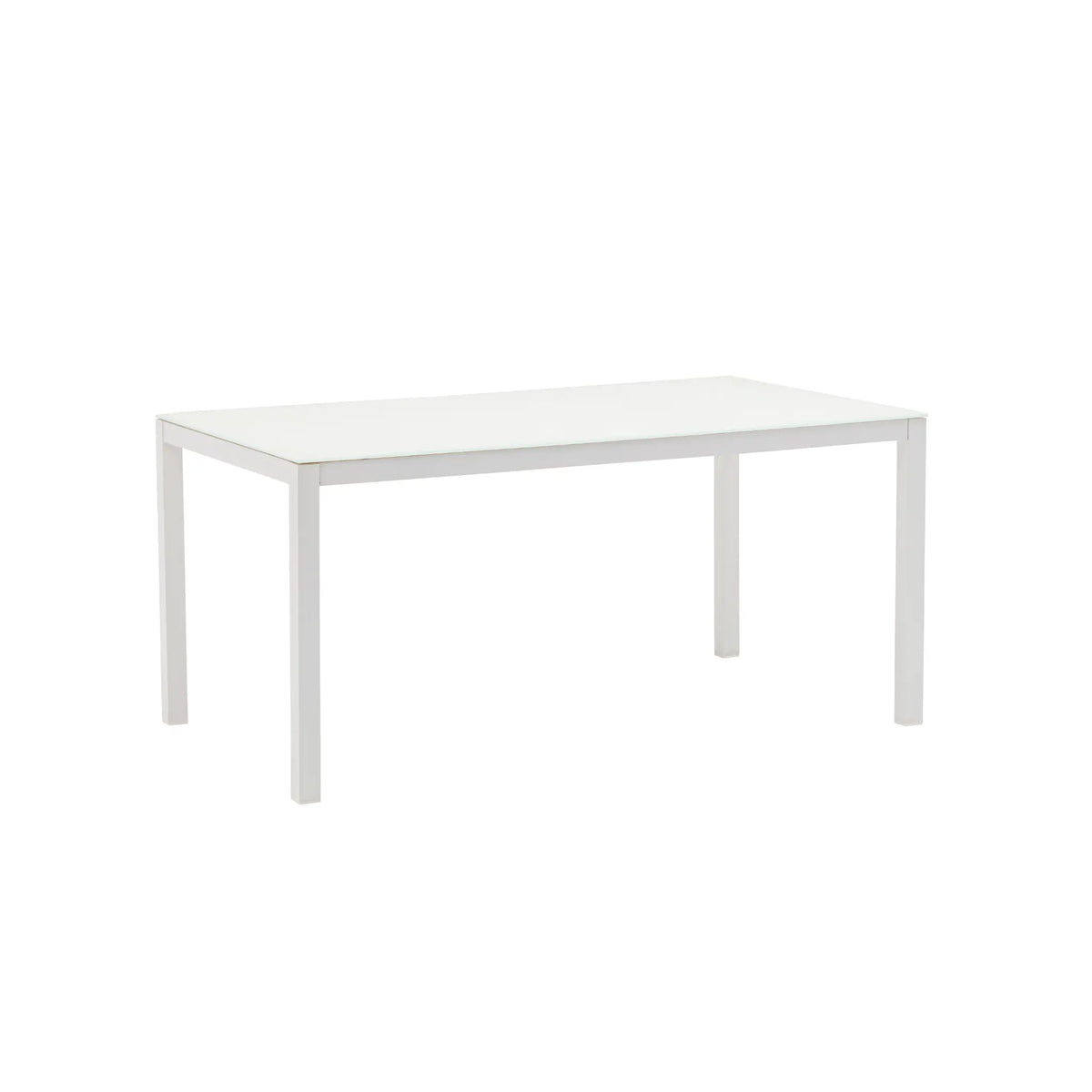 Mesa de comedor Adin 160 x 90 cm aluminio y cristal blanco | KUBU #