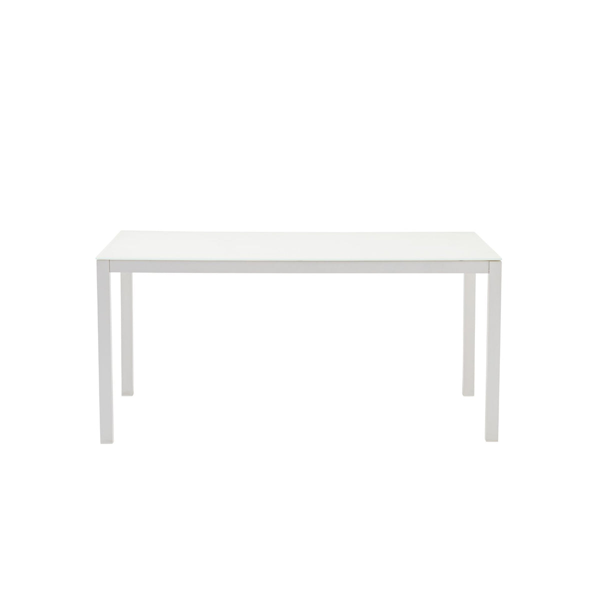 Mesa de comedor Adin 160 x 90 cm aluminio y cristal blanco | KUBU #