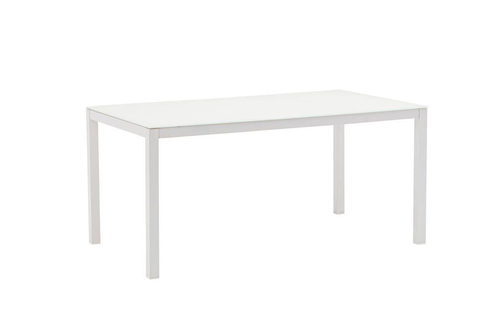 Mesa de comedor Adin 160 x 90 cm aluminio y cristal blanco