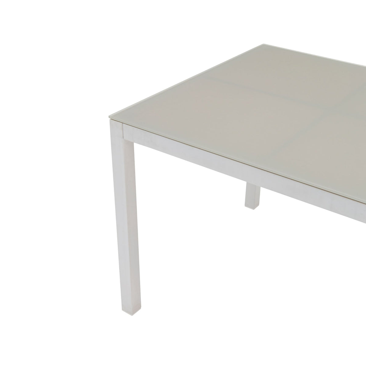 Mesa de comedor Adin 200 x 90 cm aluminio blanco cristal gris claro | KUBU #