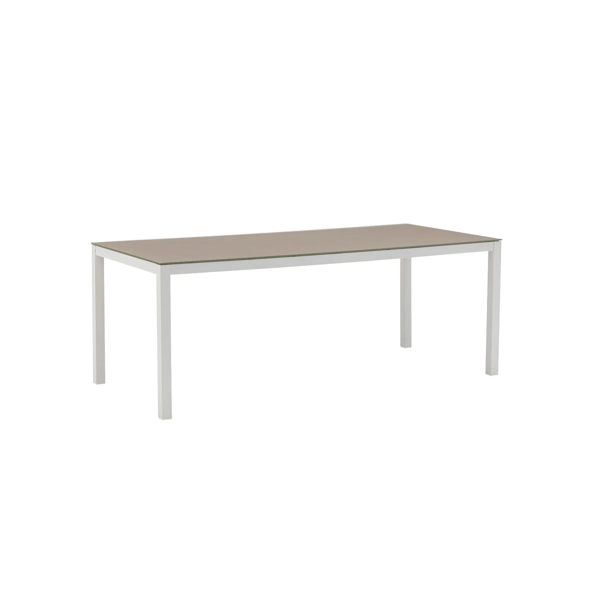Mesa de comedor Adin 200 x 90 cm aluminio blanco cristal taupe | KUBU #