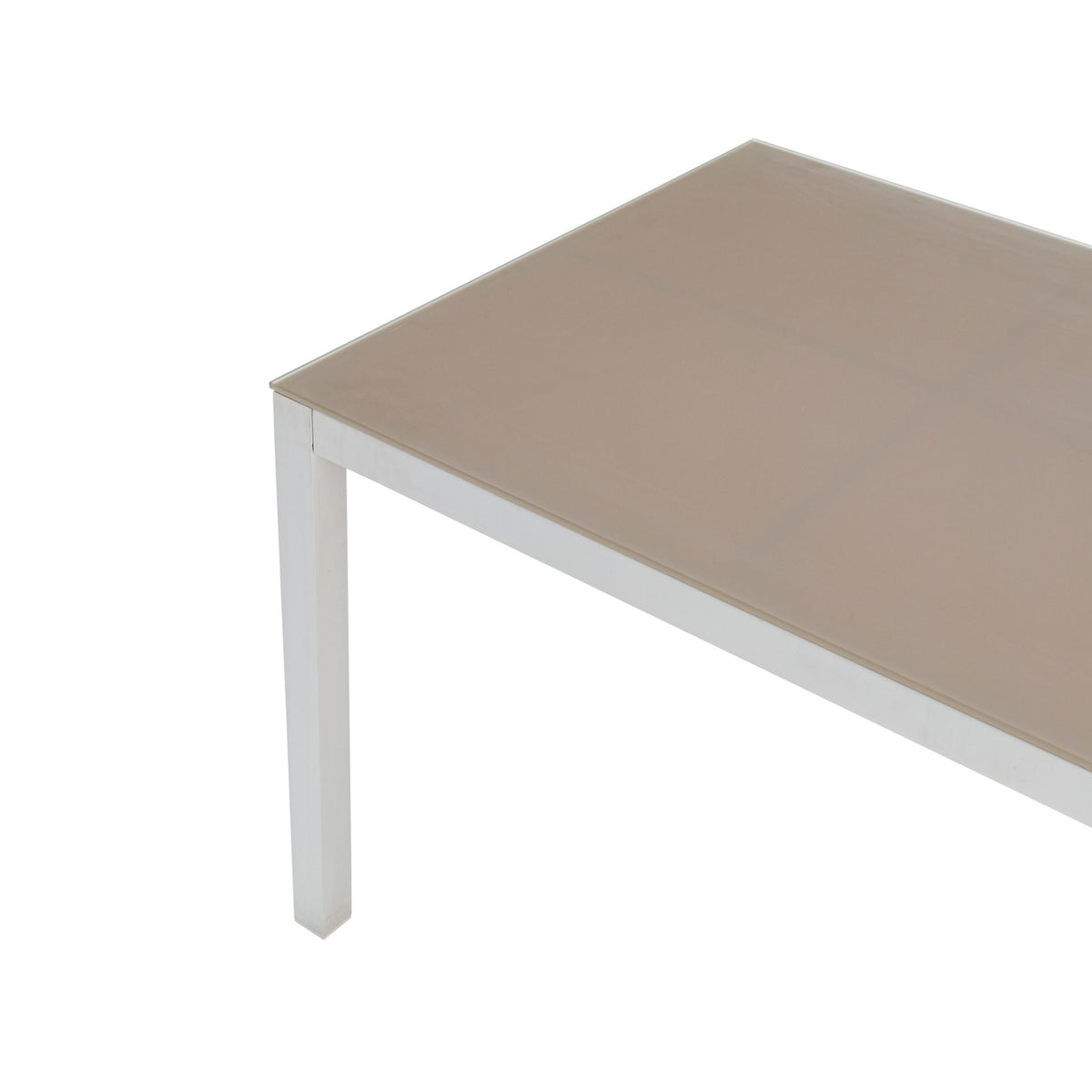 Mesa de comedor Adin 200 x 90 cm aluminio blanco cristal taupe | KUBU #
