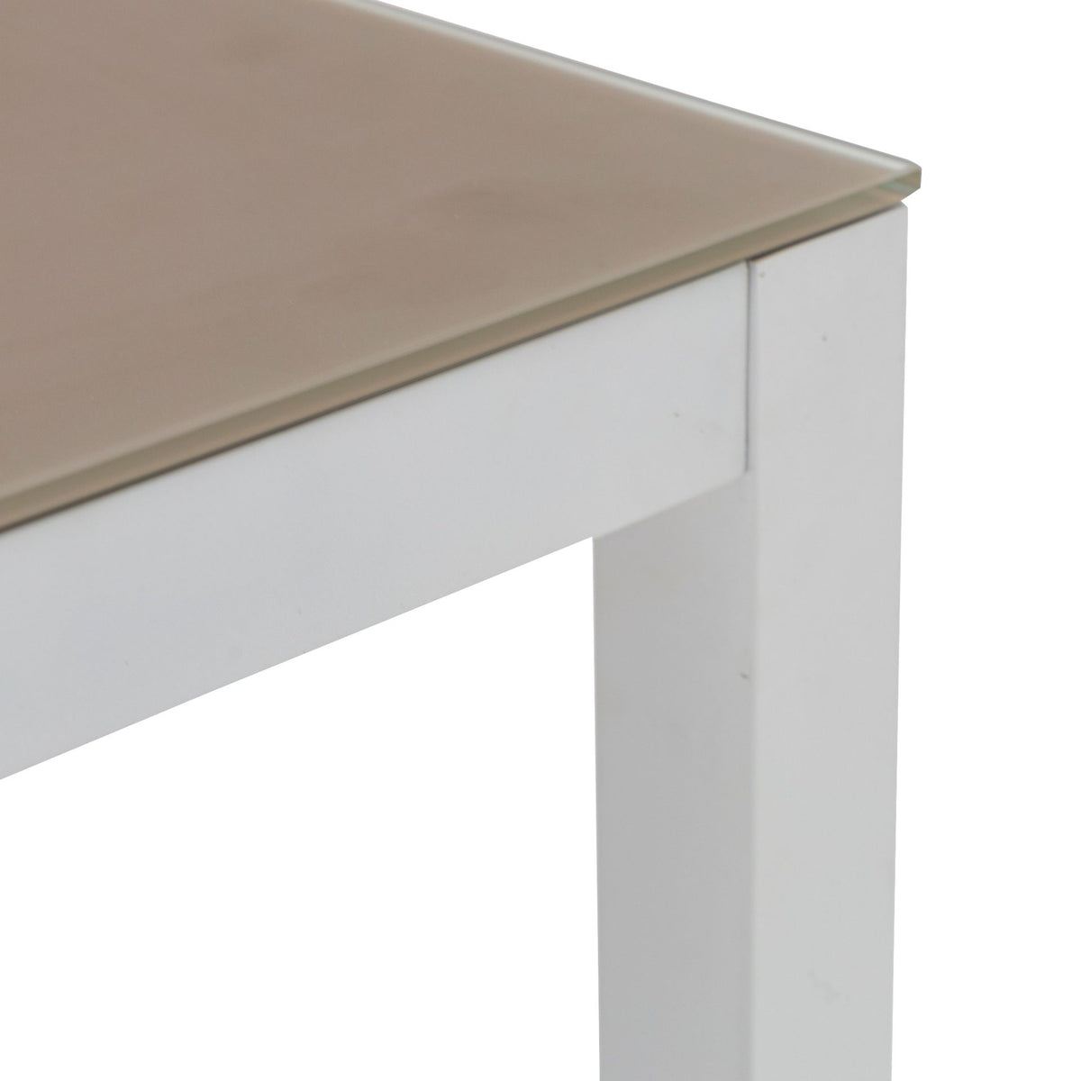 Mesa de comedor Adin 200 x 90 cm aluminio blanco cristal taupe | KUBU #