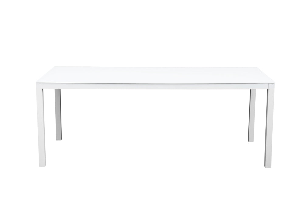 Mesa de comedor Adin 200 x 90 cm aluminio y cristal blanco