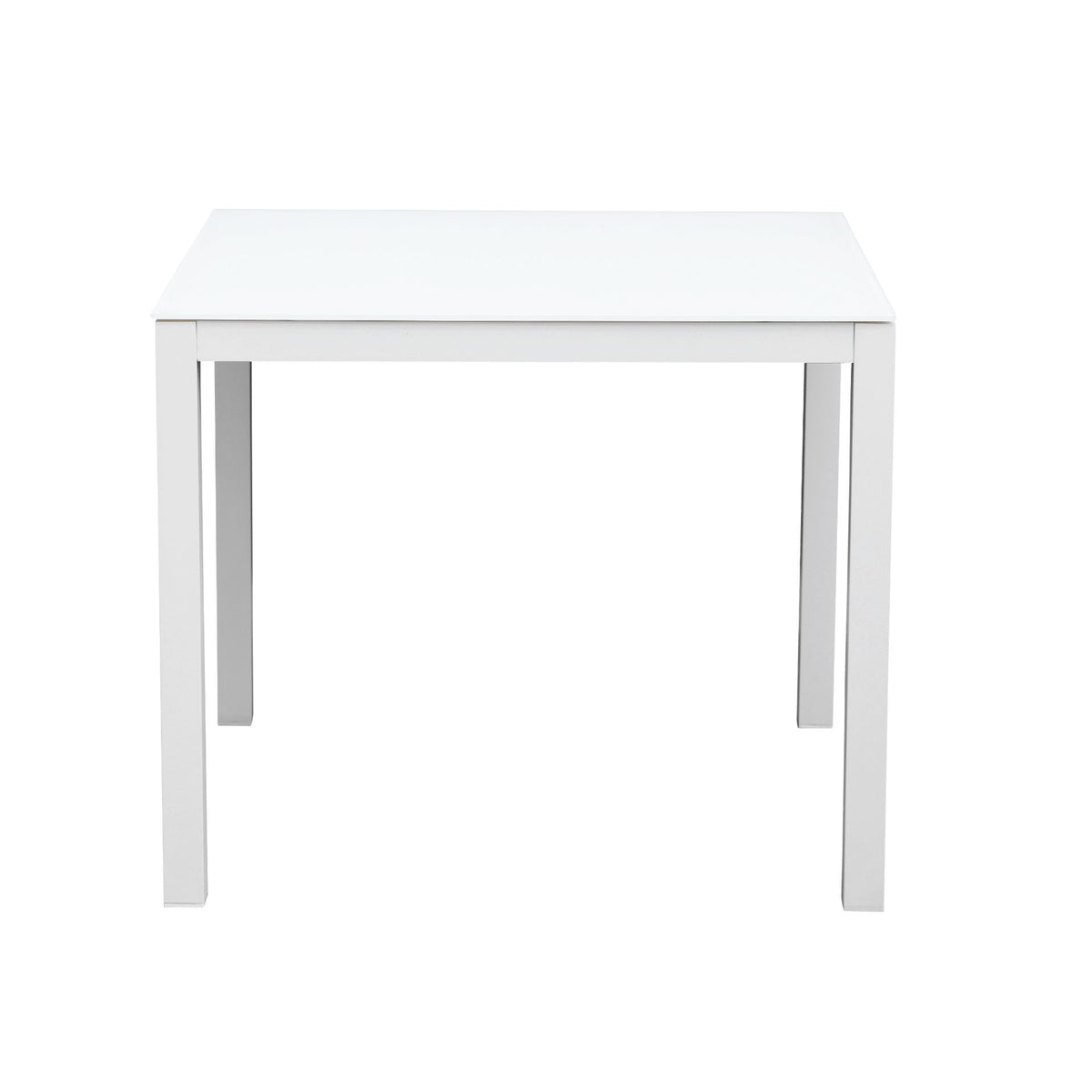 Mesa de comedor Adin 90 x 90 cm aluminio y cristal blanco | KUBU #