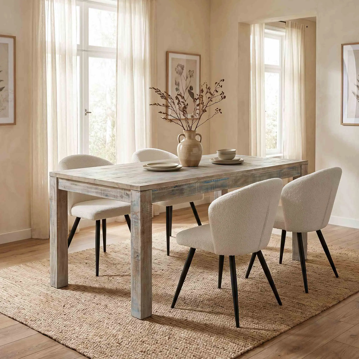 Mesa de comedor Alhmirah 200x100x76cm | Madera de Mango | KUBU #