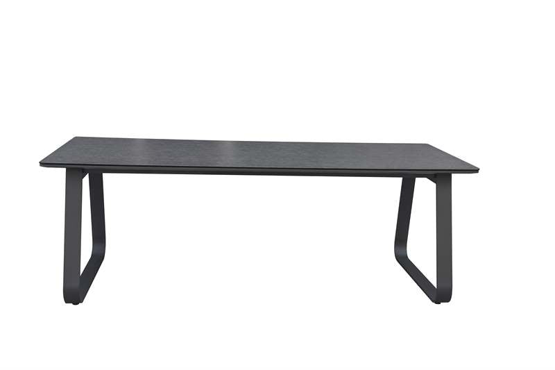 Mesa de comedor Babylon 220X100 cm aluminio antracita y cristal cerámico gris oscuro | Kubu #