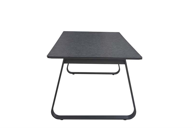 Mesa de comedor Babylon 220X100 cm aluminio antracita y cristal cerámico gris oscuro | Kubu #