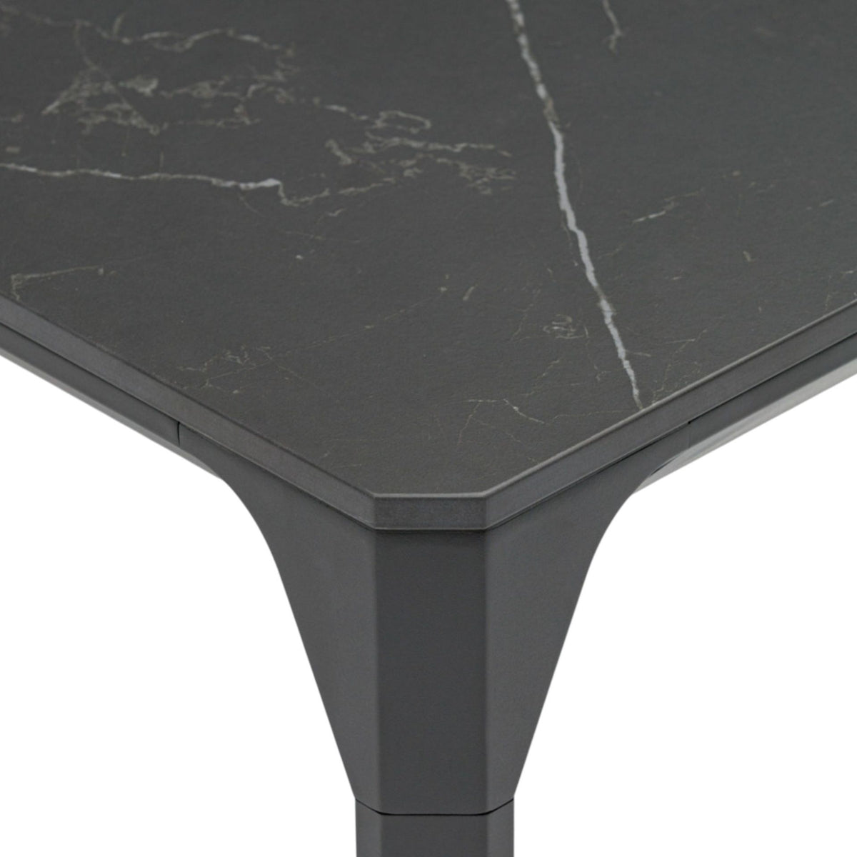 Mesa de comedor Boori 160x90 aluminio antracita top mesa porcelánico negro | KUBU #