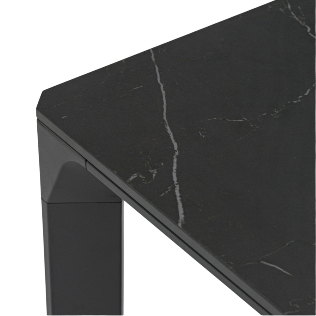 Mesa de comedor Boori 160x90 aluminio antracita top mesa porcelánico negro | KUBU #