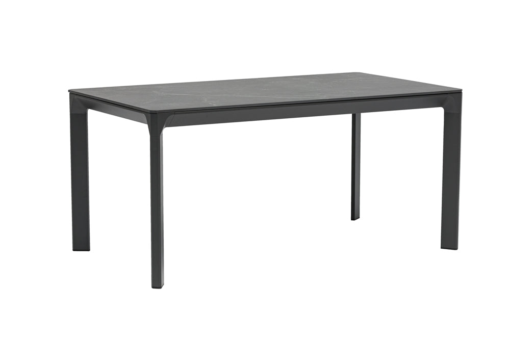 Mesa de comedor Boori 160x90 aluminio antracita top mesa porcelánico negro | Kubu #