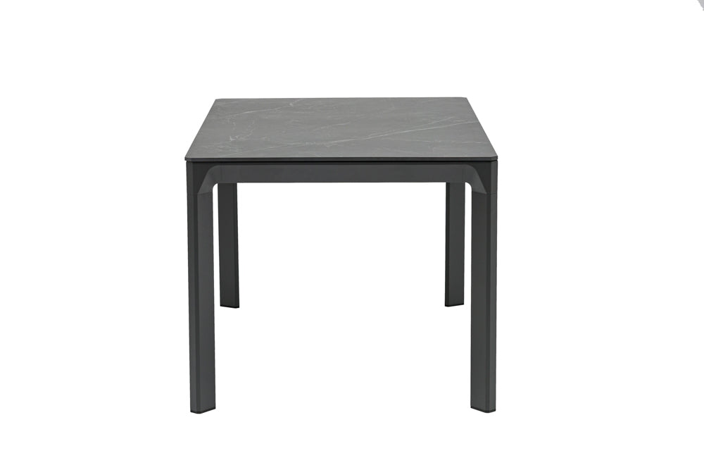 Mesa de comedor Boori 160x90 aluminio antracita top mesa porcelánico negro | Kubu #