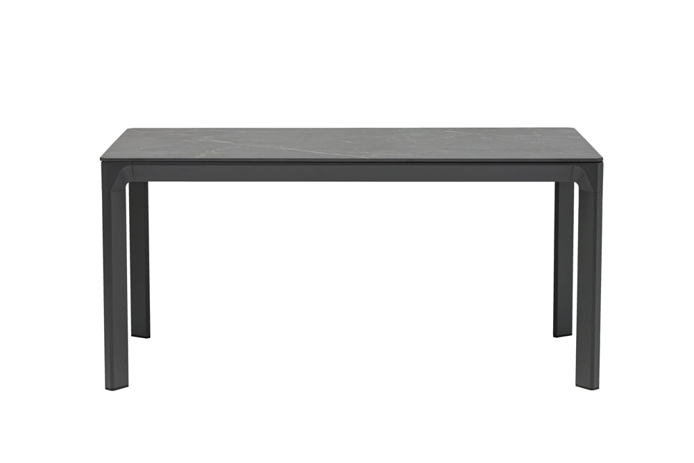 Mesa de comedor Boori 160x90 aluminio antracita top mesa porcelánico negro | Kubu #
