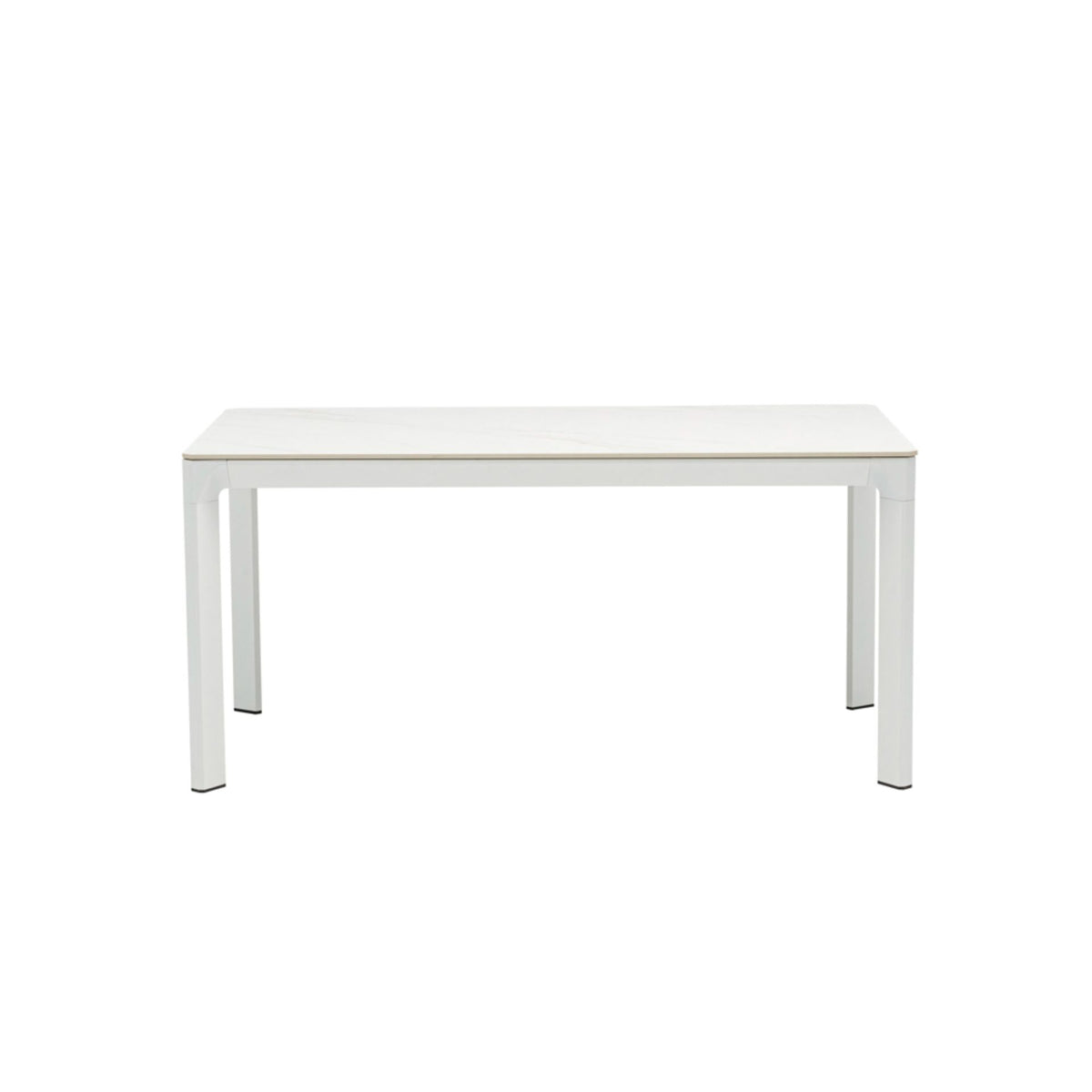 Mesa de comedor Boori 160x90 aluminio blanco top mesa porcelánico blanco | KUBU #