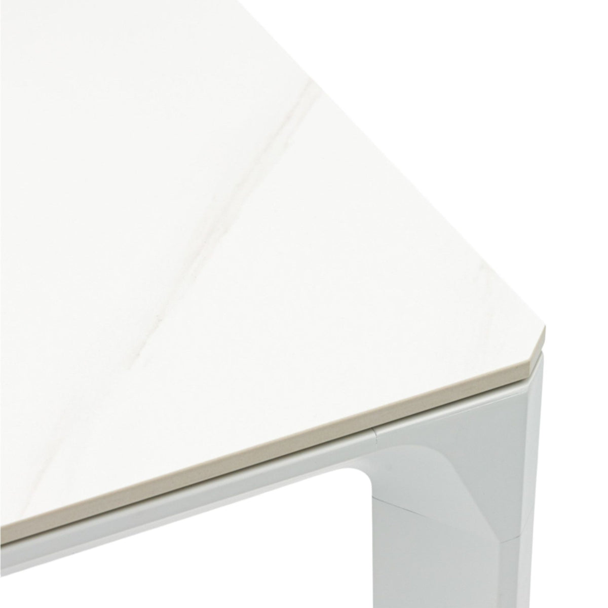 Mesa de comedor Boori 160x90 aluminio blanco top mesa porcelánico blanco | KUBU #