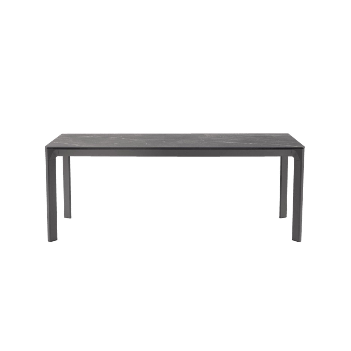 Mesa de comedor Boori 200x90 cm aluminio antracita top mesa porcelánico negro | KUBU #