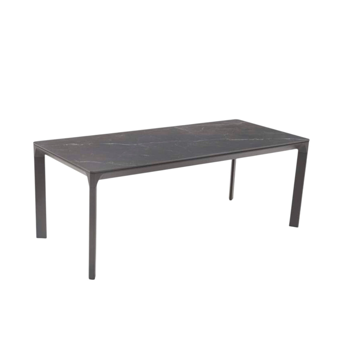 Mesa de comedor Boori 200x90 cm aluminio antracita top mesa porcelánico negro | KUBU #