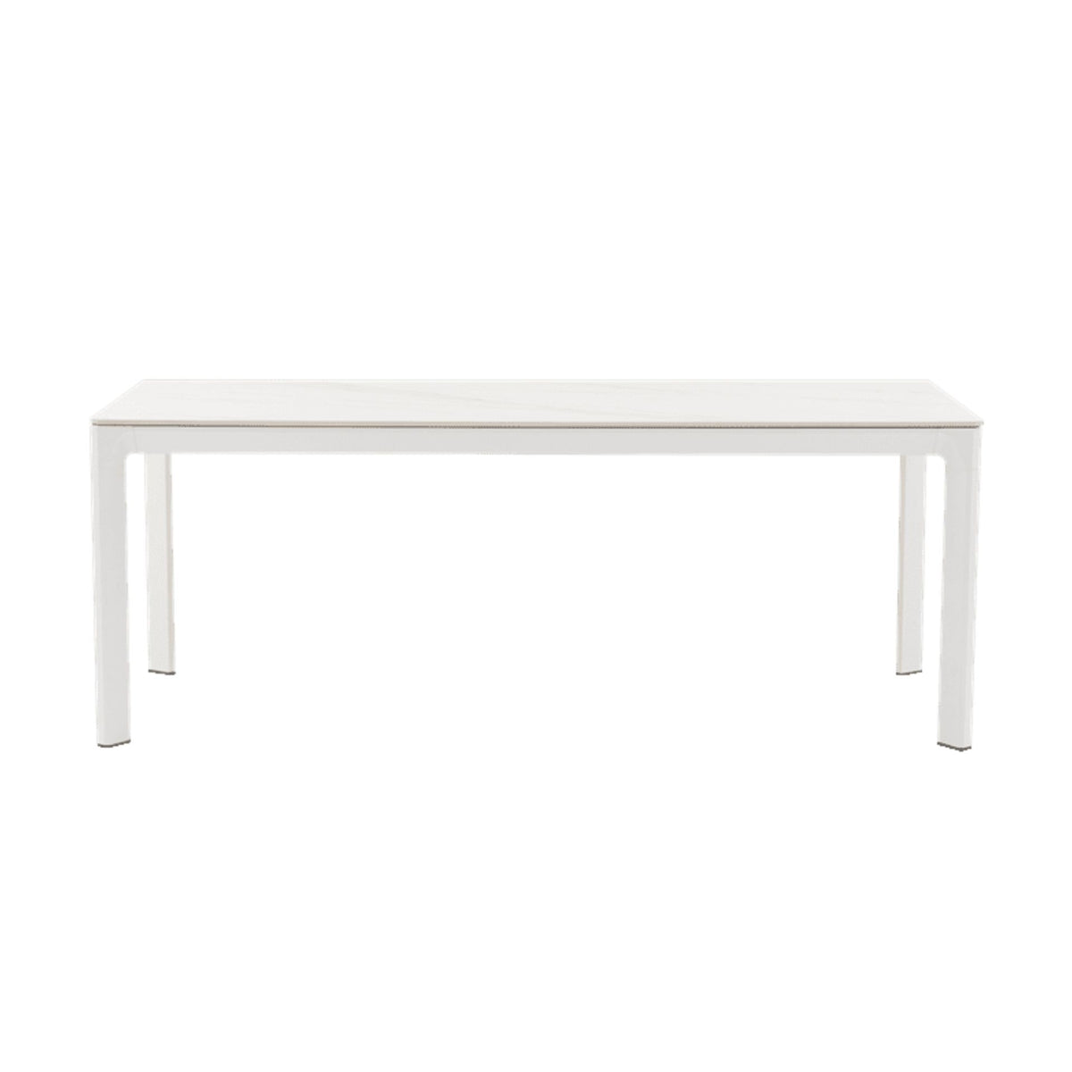 Mesa de comedor Boori 200x90 cm aluminio y top mesa porcelánico blanco | KUBU #