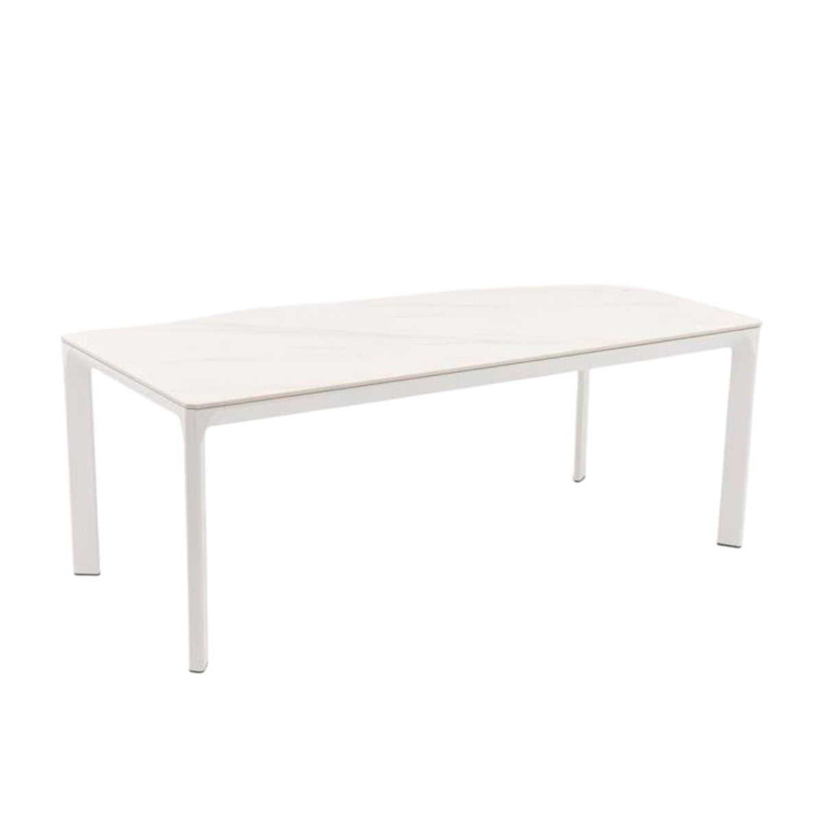 Mesa de comedor Boori 200x90 cm aluminio y top mesa porcelánico blanco | KUBU #