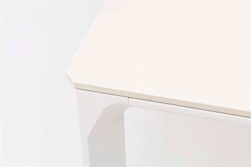 Mesa de comedor Boori 200x90 cm aluminio y top mesa porcelánico blanco | Kubu #