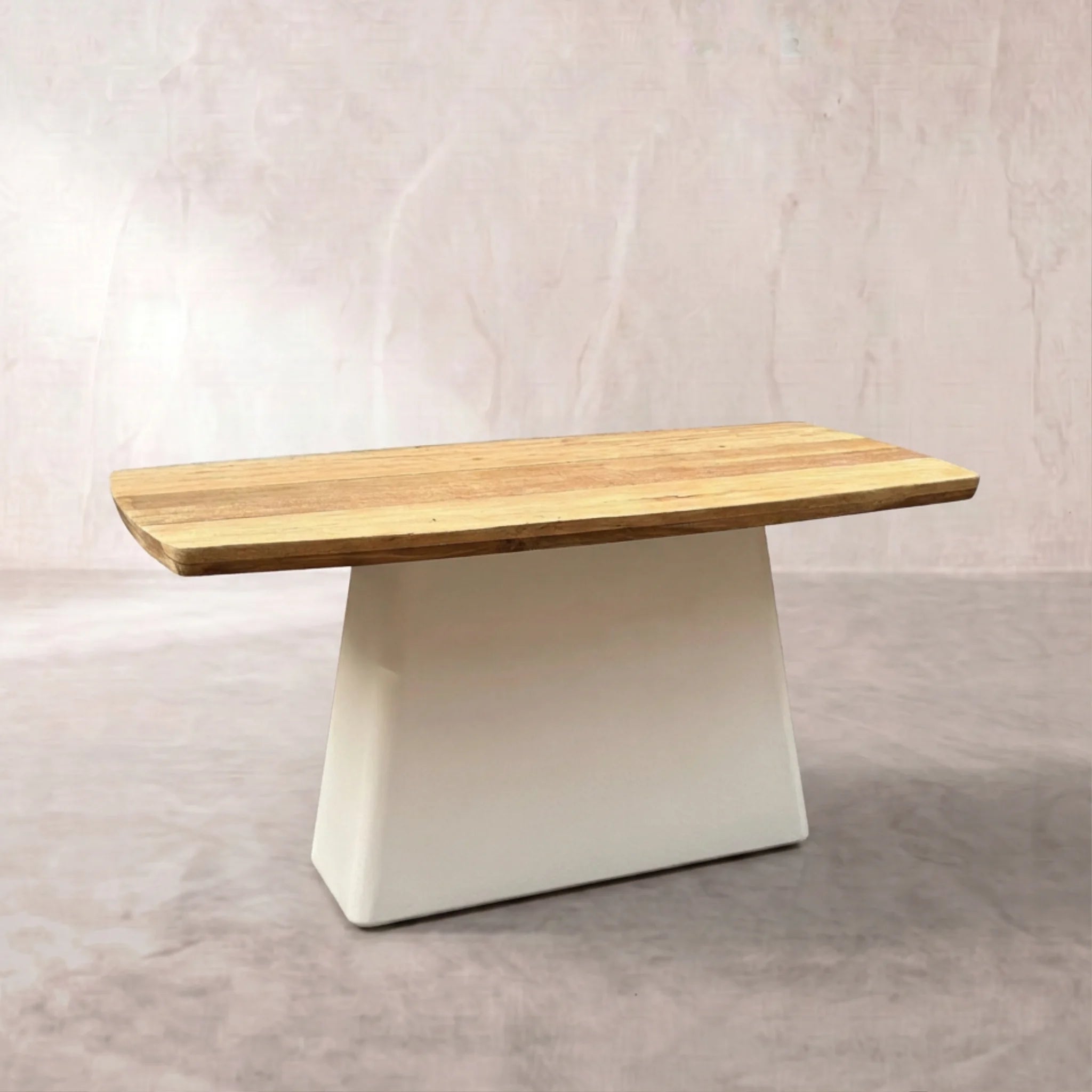Mesa de comedor Calvia 180X90X76cm | Blanco Mate y Madera reciclada de Acacia | KUBU #